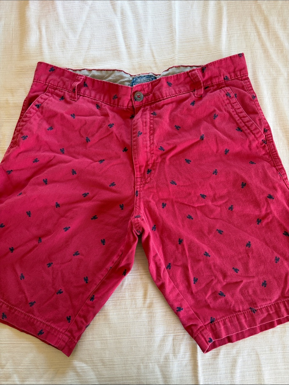 Vintage Men's Red Lobster Print Flat Front Shorts